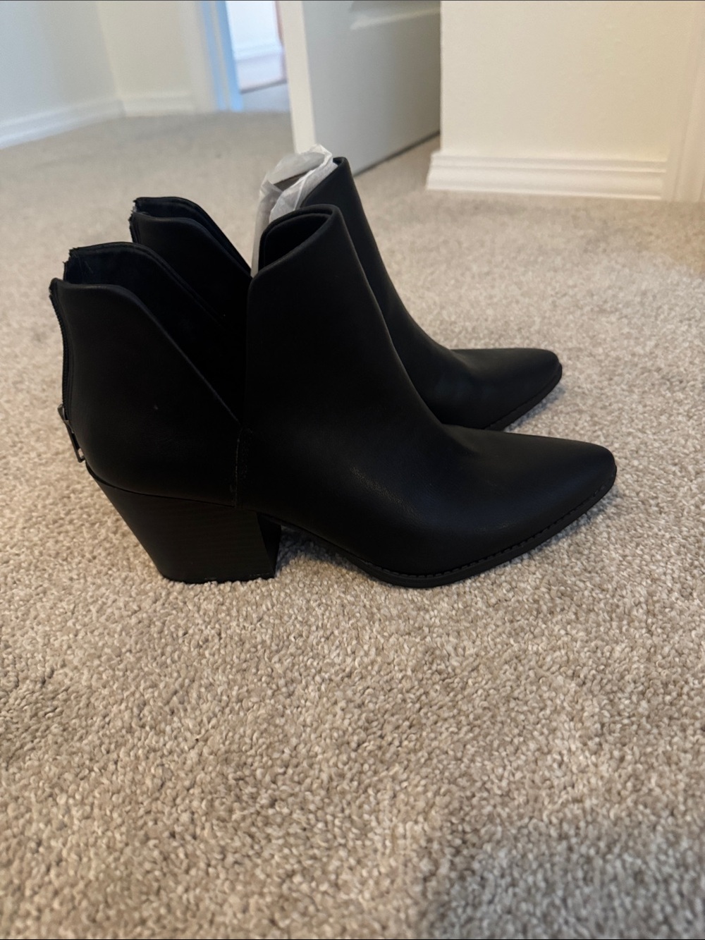 Classic Black Pointed Ankle Booties with Block Heel